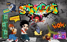 欧美涂鸦英文音乐工装背景墙