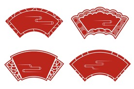 中式中国风古典云纹花纹扇形边框