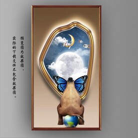 大象光影画中镜玄关装饰画