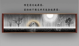 北欧风抽象麋鹿山水床头装饰画