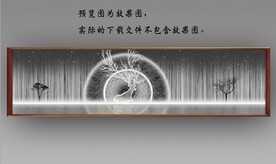 北欧风抽象麋鹿山水床头装饰画