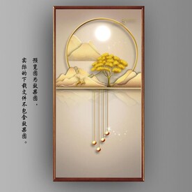 光影抽象麋鹿山水玄关装饰画