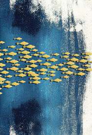 装饰画 抽象油画 金鱼