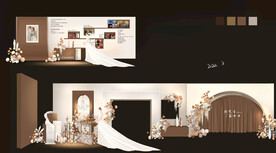 简单高级奶咖色泰式婚礼迎宾走廊