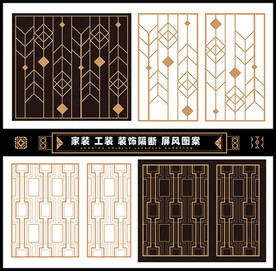 装饰屏风隔断施工雕刻矢量