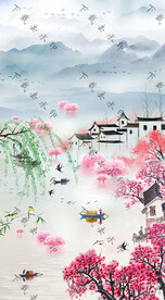 江南水乡水墨山水