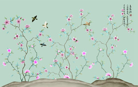 花鸟背景墙牡丹飞鸟