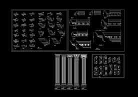 花瓶、线条及罗马柱造型大样图