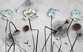 装饰画 水墨抽象画 荷花荷叶