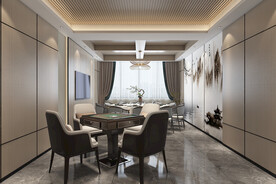 新中式餐厅包间设计墙板效果图