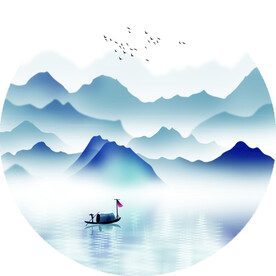 高清圆形山水