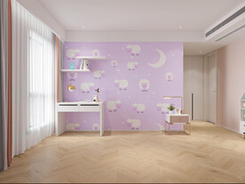 儿童卧室背景墙空场景