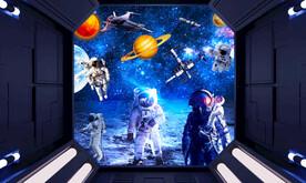 宇宙登月宇航员背景墙