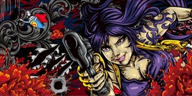 浮世绘女枪手街头涂鸦背景墙