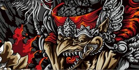 浮世绘大鹏金翅鸟街头涂鸦背景墙