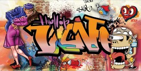 欧美风街头涂鸦餐饮酒吧背景墙