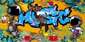 欧美风街头涂鸦餐饮酒吧背景墙