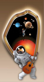 光影灯带宇航员镜中画装饰画