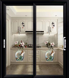 高清分层透明底玻璃门打印图