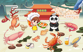 手绘海鲜背景设计