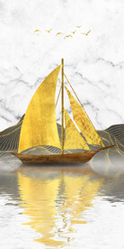 装饰画 金色帆船