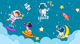 卡通宇航员背景墙