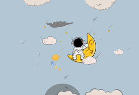 卡通太空宇航员月球星星月亮儿童
