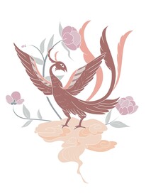 卡通手绘国潮凤鸟纹免抠元素