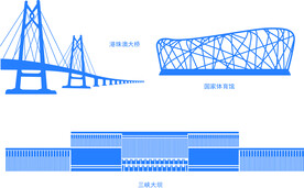 大桥鸟巢三峡剪影