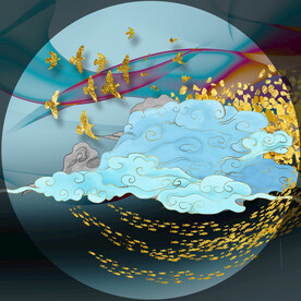 轻奢装饰画 飞鸟 云朵