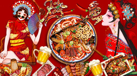 国潮烤鱼火锅美食