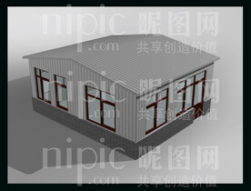 方形彩板房效果图