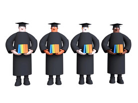 3D卡通博士毕业季人物IP素材
