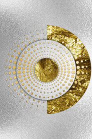 轻奢装饰画 金银圆抽象画