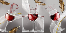 轻奢装饰画 红酒杯 弧线
