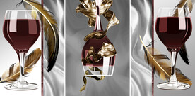 轻奢装饰画 红酒杯 羽毛