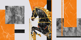 轻奢装饰画 马 大理石