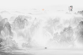 新中式山水情背景墙