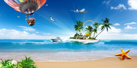 蓝天白云大海岛