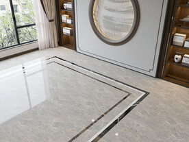 仰视新中式客厅空场景