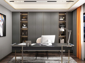 全屋定制现代书柜效果图图片