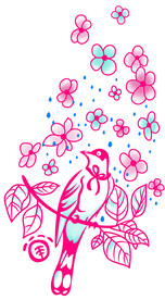 数码喜鹊裁片印花