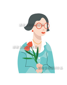 手持花朵的女人