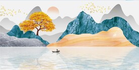 轻奢装饰画 新中式山水画