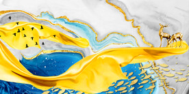 轻奢装饰画 飘带 鱼群