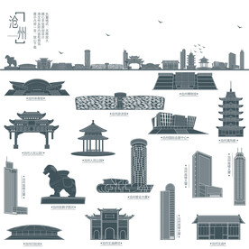 沧州地标建筑剪影图片