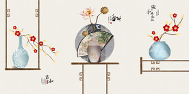 轻奢装饰画 插花艺 三联画