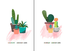 轻奢装饰画 盘栽仙人掌