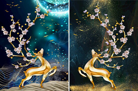 轻奢装饰画 梅花麋鹿