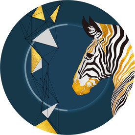 轻奢装饰画 圆形几何抽象 斑马